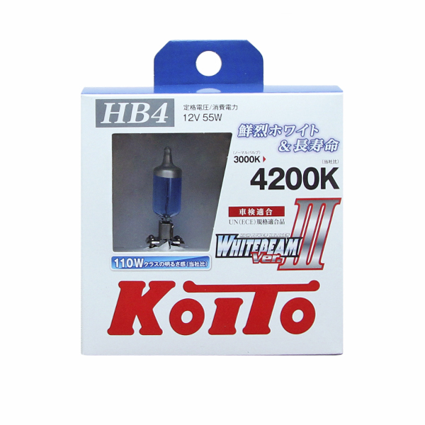 
Лампа высокотемпературная Koito Whitebeam 9006 (HB4) 12V 55W (110W) 4200K (комплект 2 шт.)
					