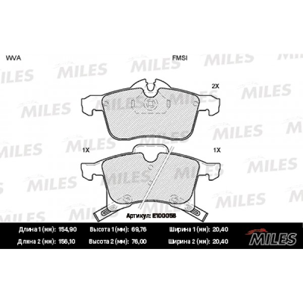 Колодки тормозные передние MILES E100058 без датчика для OPEL ASTRA G,H,ZAFIRA A (TRW GDB1668)